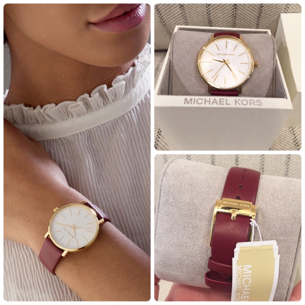 Michae Kors | NWT Red Wine Leather Classic Watch